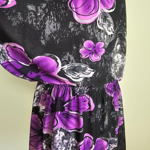 Women's Purple Floral Sleeveless Tunic Top - Picture 4 of 13